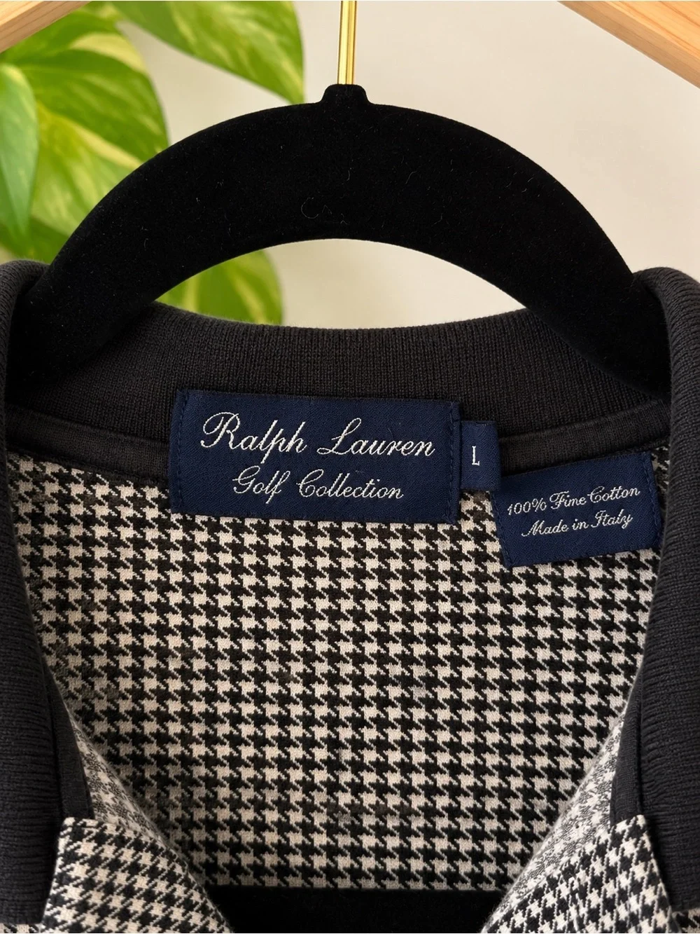 Ralph Lauren Golf Men’s L Houndstooth Made in Italy Polo